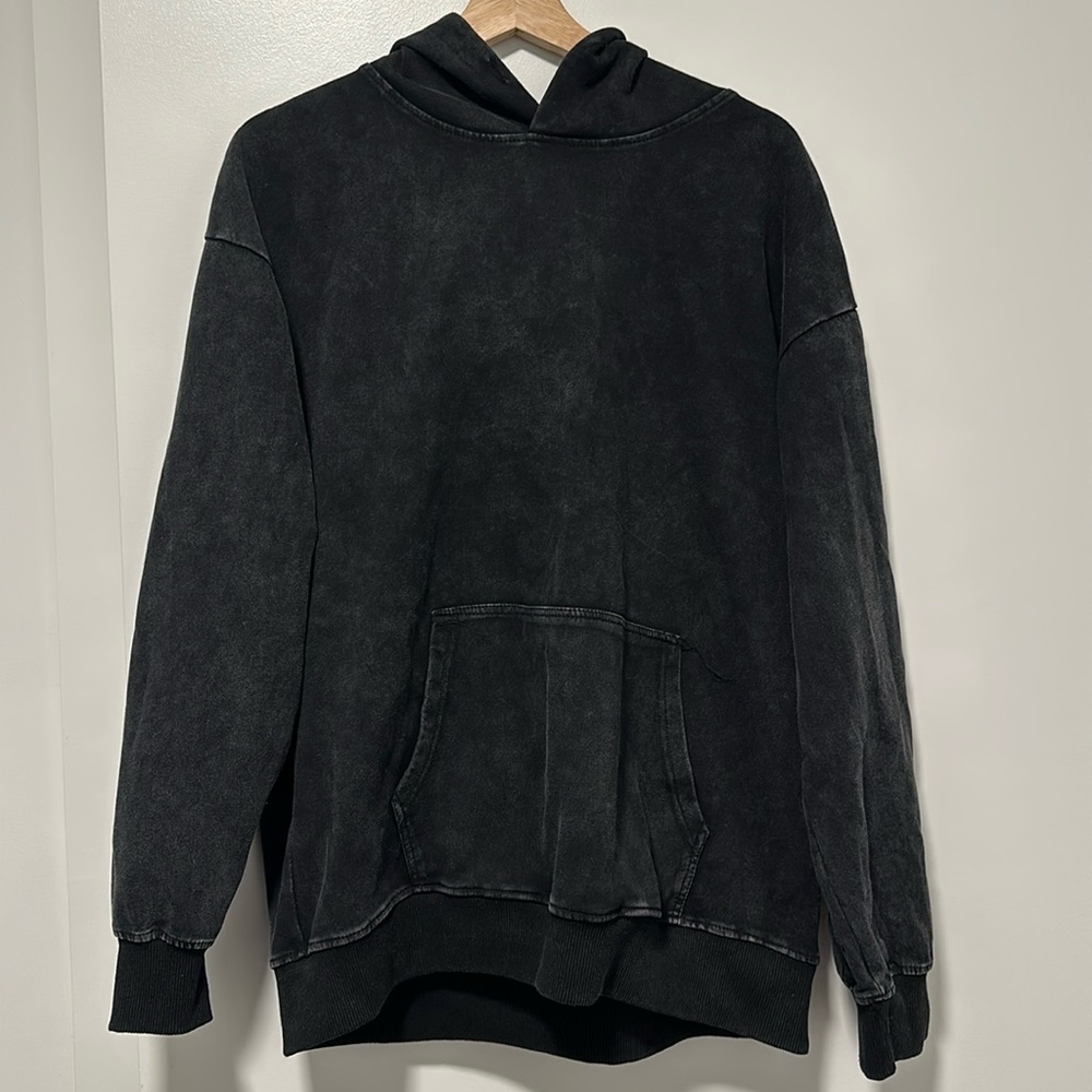 Faded black cotton blend hoodie